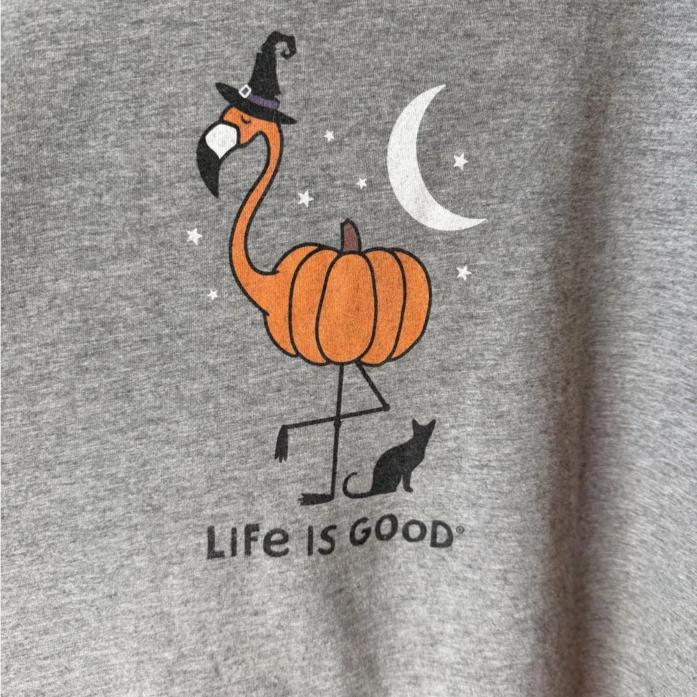 Life is Good Flamingo Halloween Shirt Women’s Size XXL Funny Gray - Picture 3 of 9